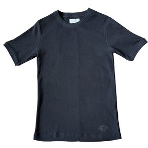 NWT OVADIA & SONS Dawn Black Waffle Textured Crewneck Short Sleeve Shirt Small